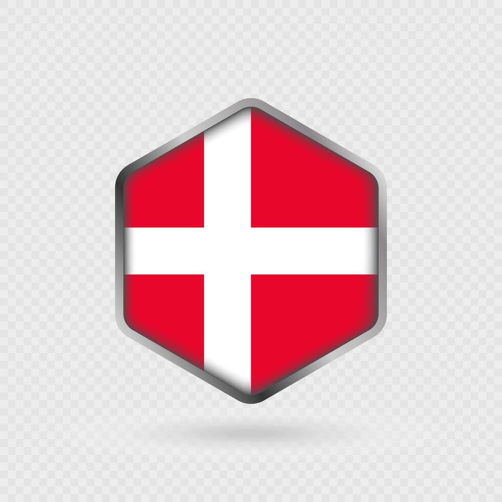 Denmark flag icon in hexagon shape. vector