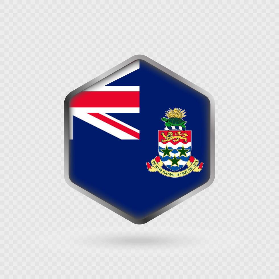 Cayman Islands flag icon in hexagon shape. vector