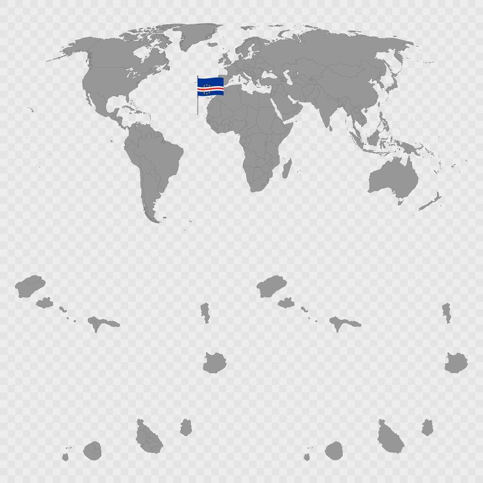Cape Verde Map Set with World Location. vector