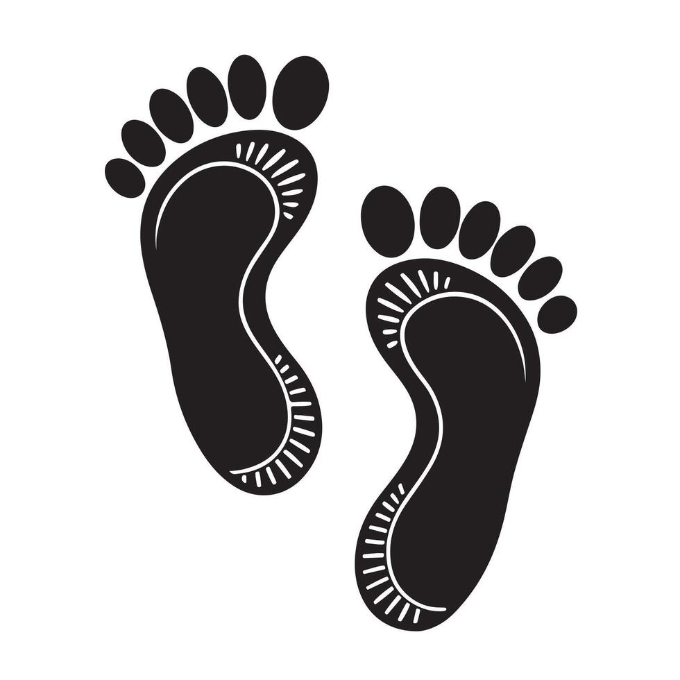 Illustration of two black footprints on a white background in format vector