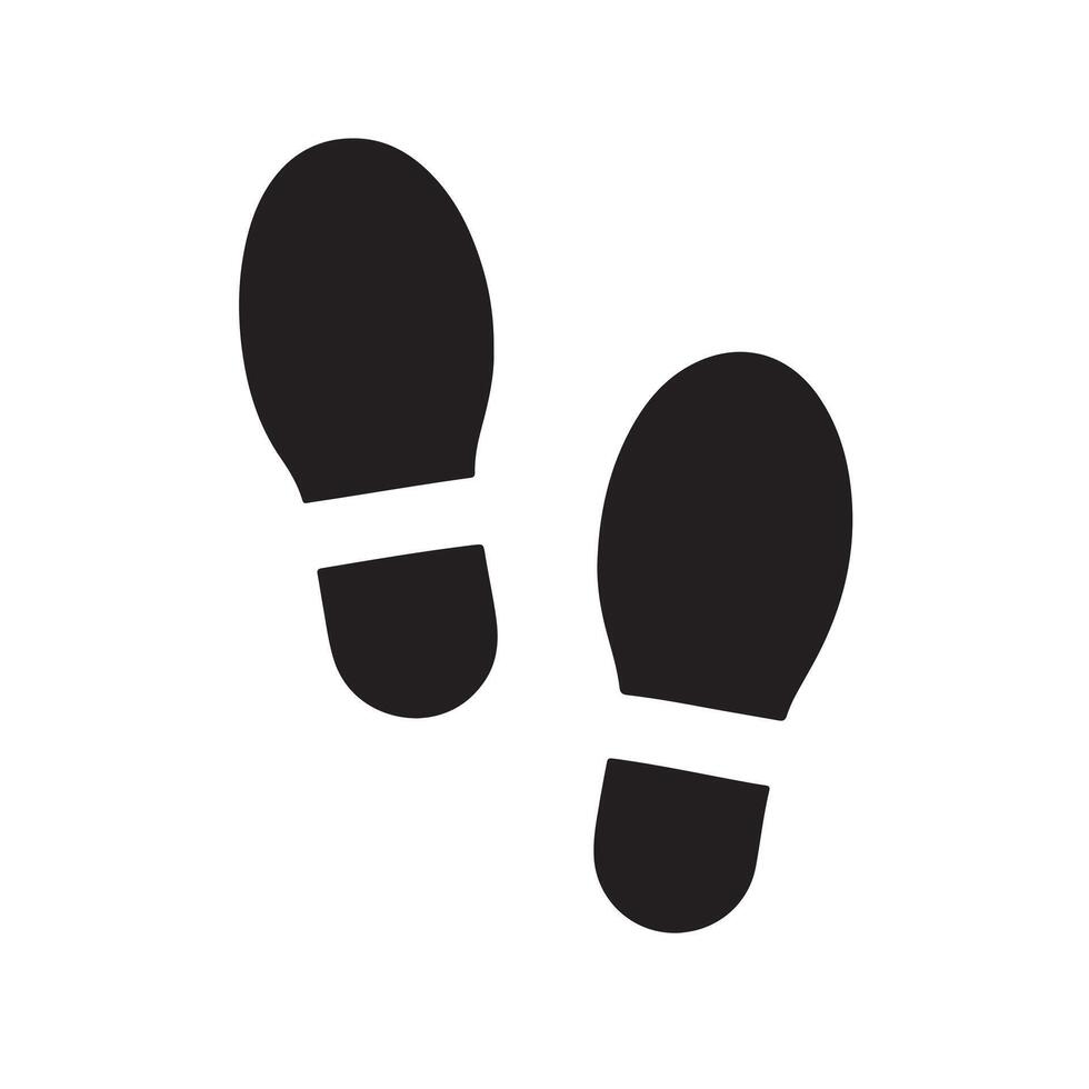 Two black footprint silhouettes facing different directions on white background vector