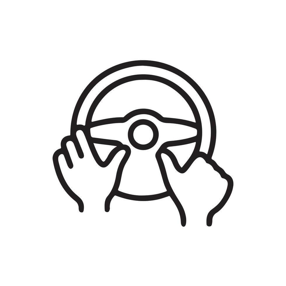 Illustration of two hands holding a steering wheel in a line art style vector