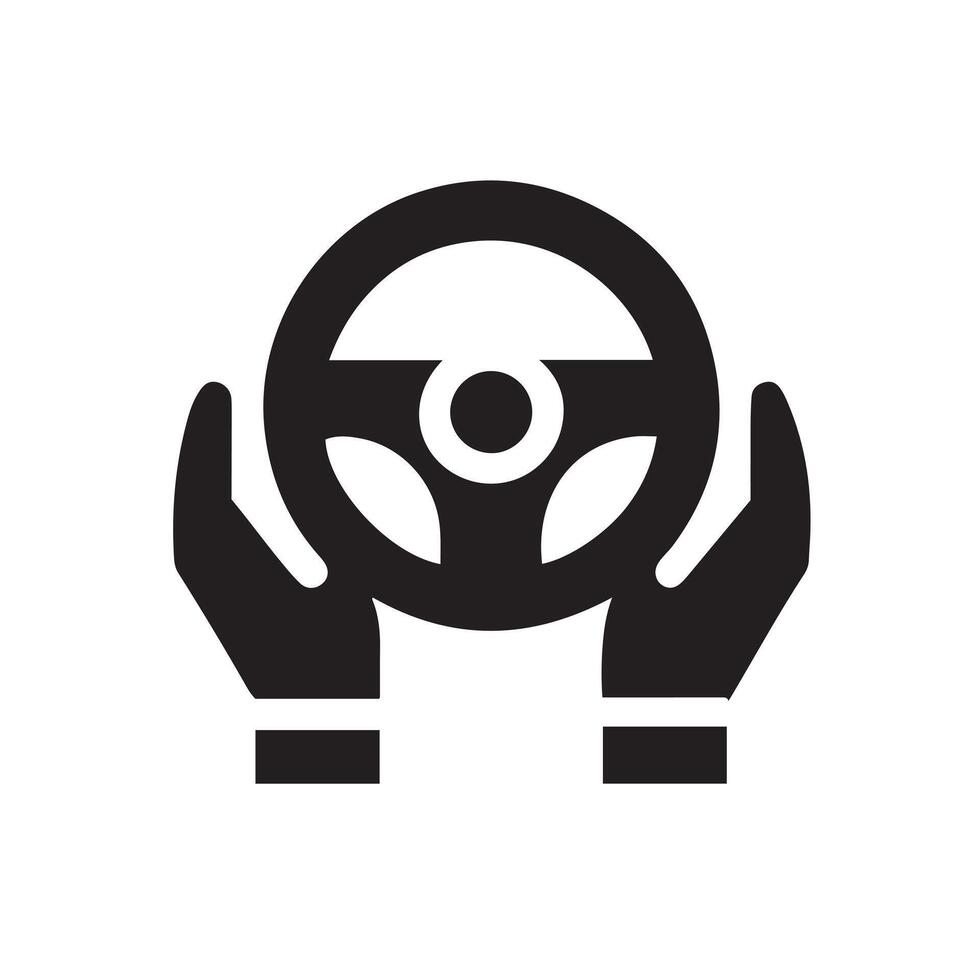 Two hands holding a car steering wheel in a protective or supportive way vector