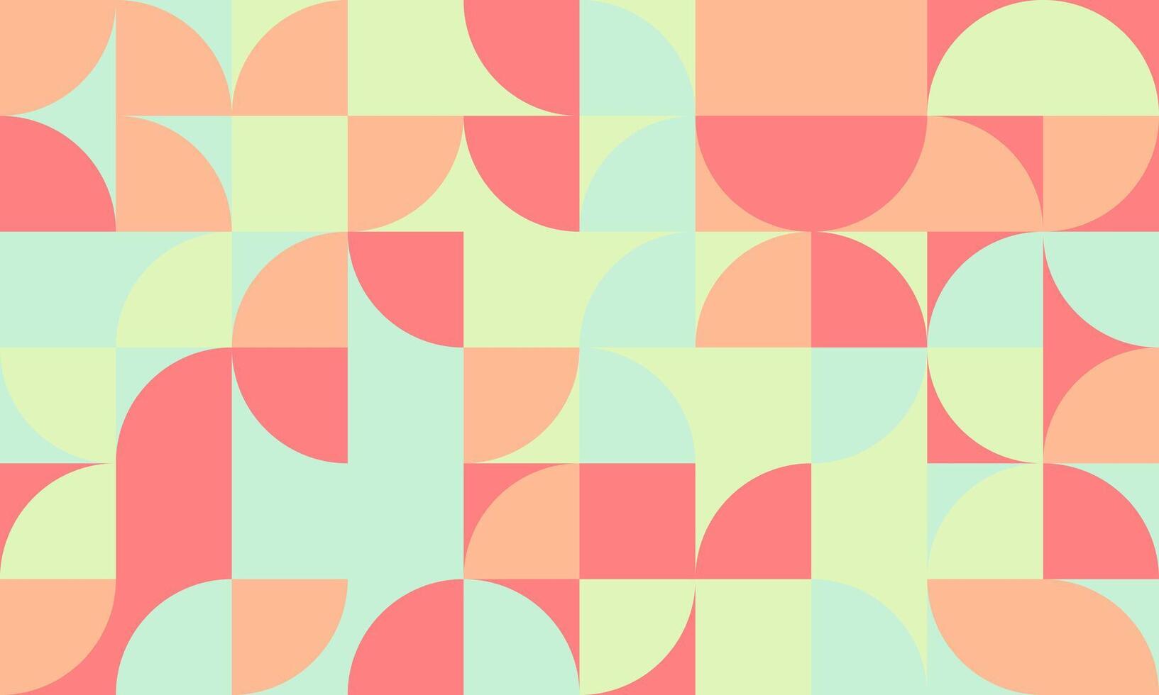 Abstract geometric pastel pattern. Modern, minimalist design featuring repeating shapes in soft coral, pale peach, and mint green. vector
