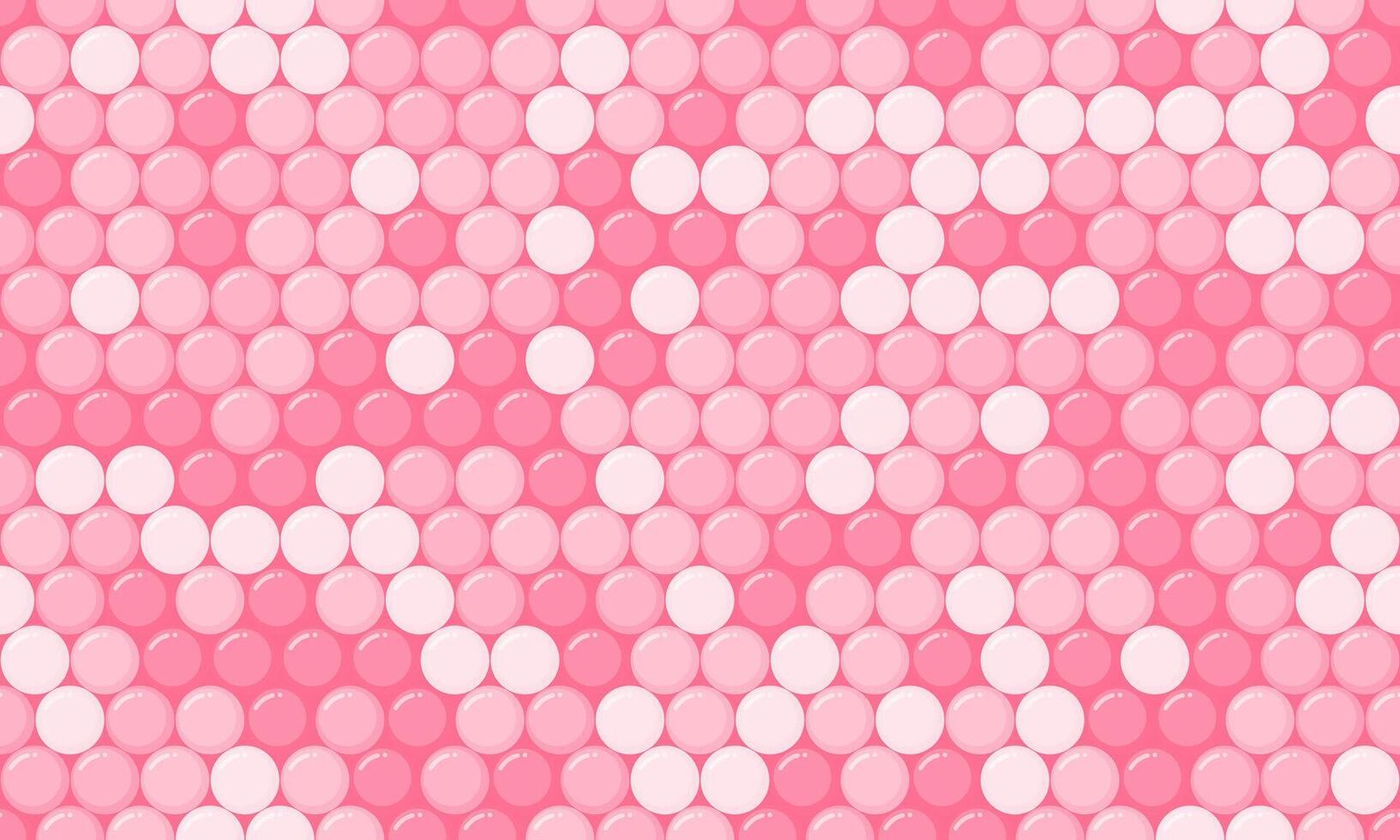Abstract pink and white circle pattern. Seamless texture ideal for backgrounds, websites, or textile design. Evokes feelings of sweetness, femininity, and playful energy. vector