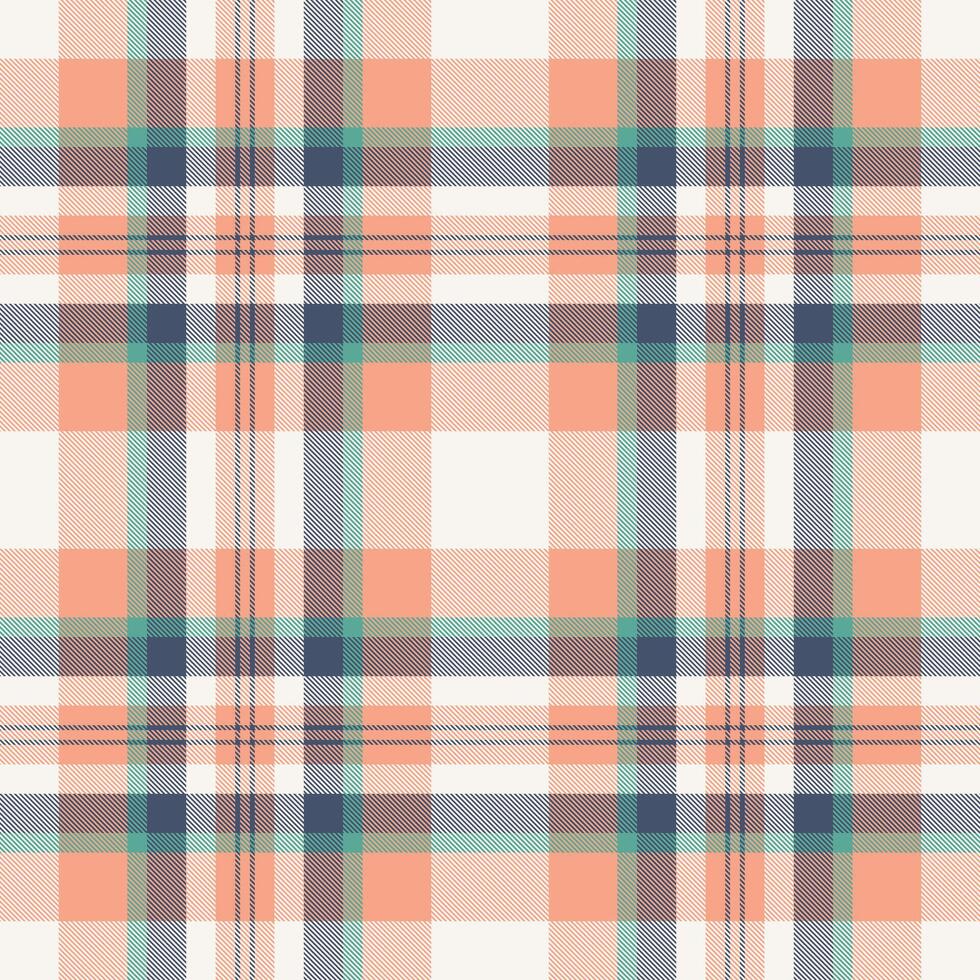 Elegant pastel plaid pattern. Soft peach, teal, and gray hues create a gentle, modern design. Perfect for textiles, fashion, or website backgrounds. Evokes feelings of calmness and sophistication. vector