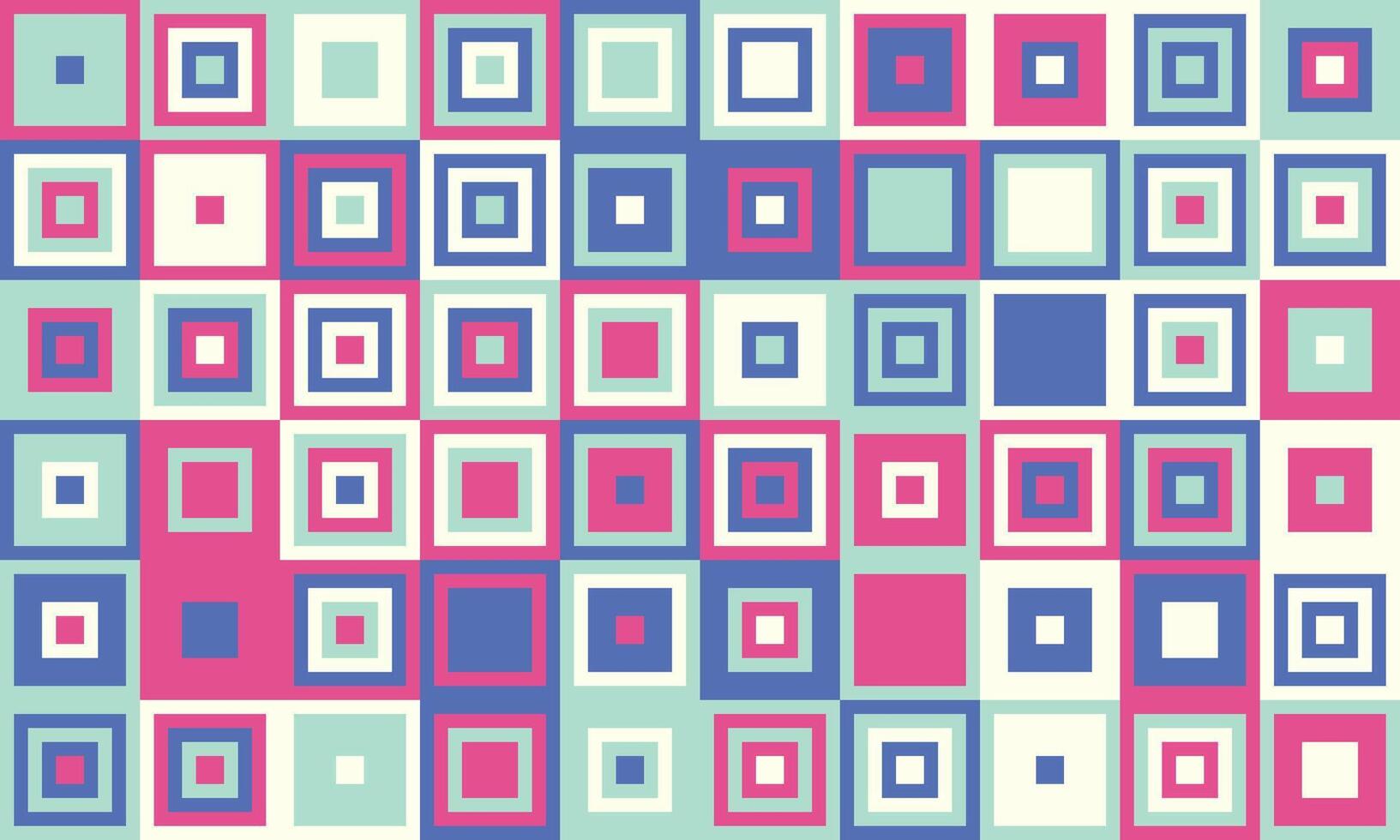 Vibrant geometric pattern of nested squares in pastel pink, blue, and green. Ideal for website backgrounds, textile design, or playful branding. vector