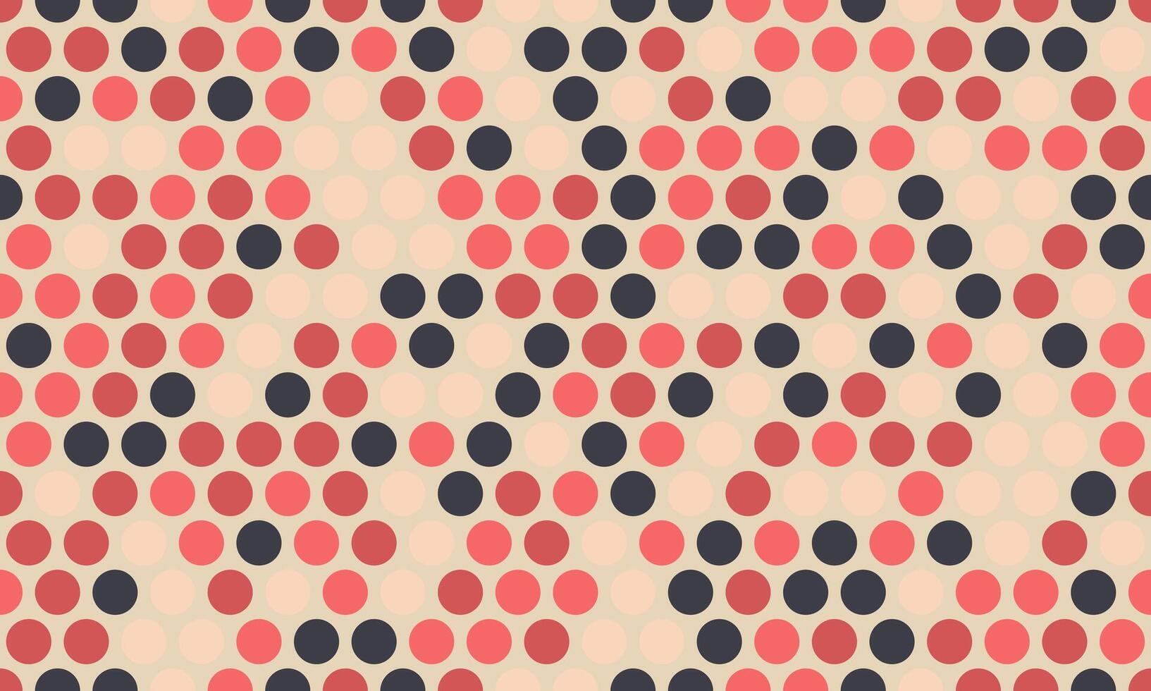 Abstract geometric pattern with red and dark gray circles on a beige background. Ideal for textile design, website backgrounds, or modern presentations. vector