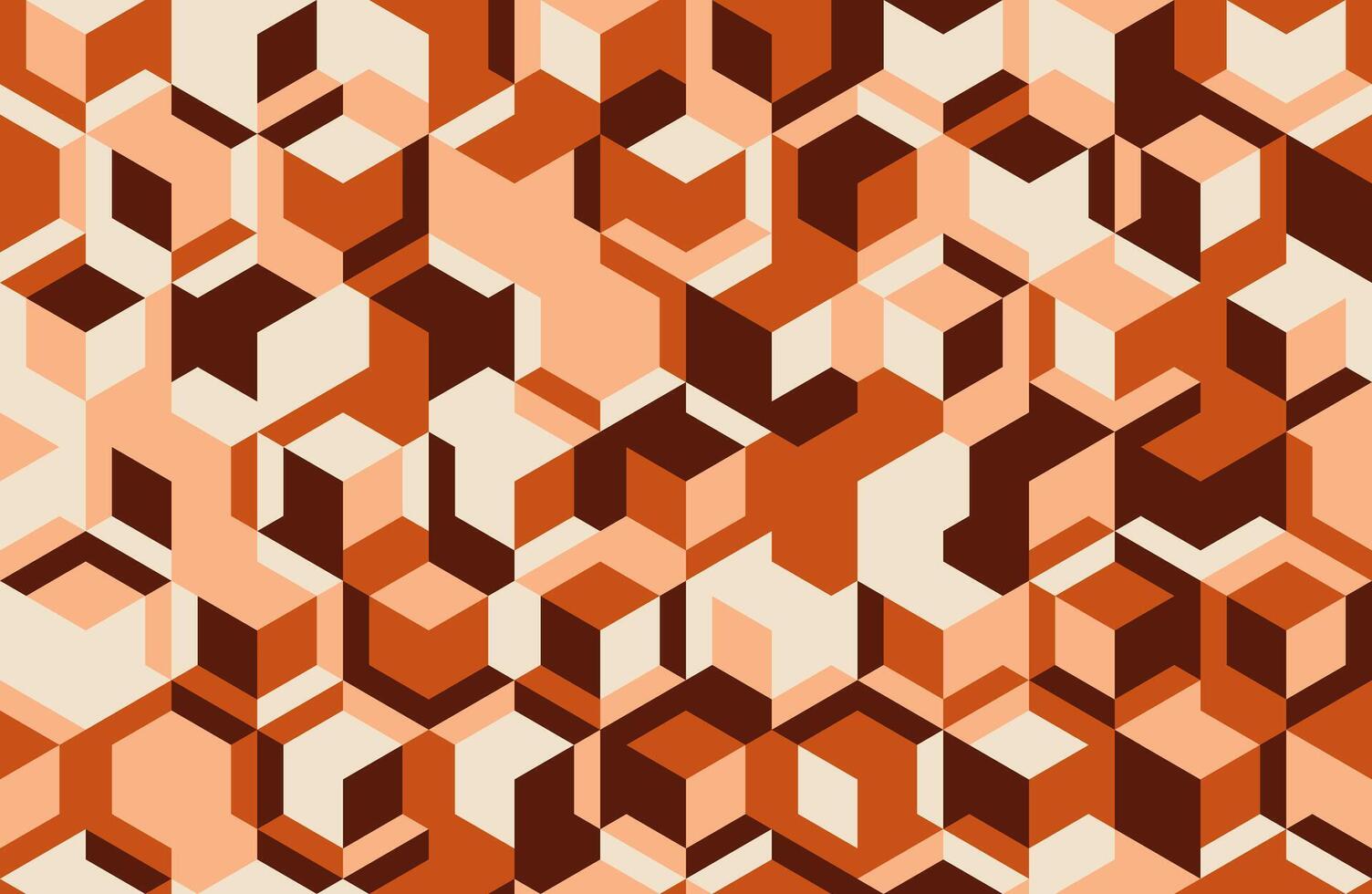 Abstract geometric pattern featuring a dynamic interplay of earthy tones and threedimensional cube shapes. vector