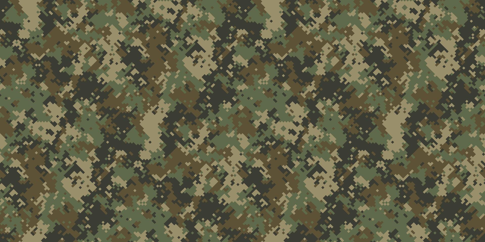 Intricate digital camouflage pattern in earthy greens, browns, and tans. vector