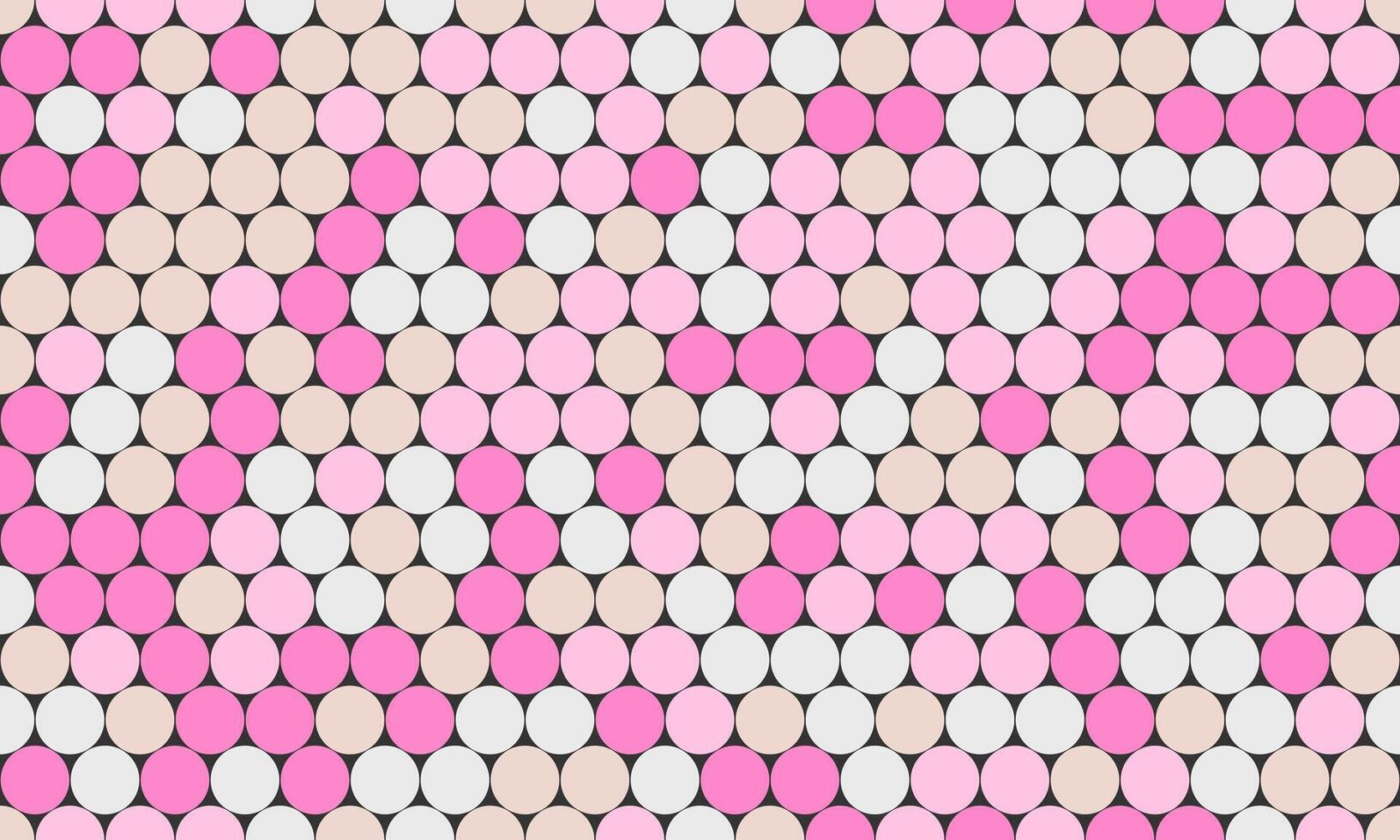 Abstract seamless pattern of pastel pink, beige, and white circles in a diagonal arrangement. Perfect for backgrounds, textiles, website design, and feminine branding. vector