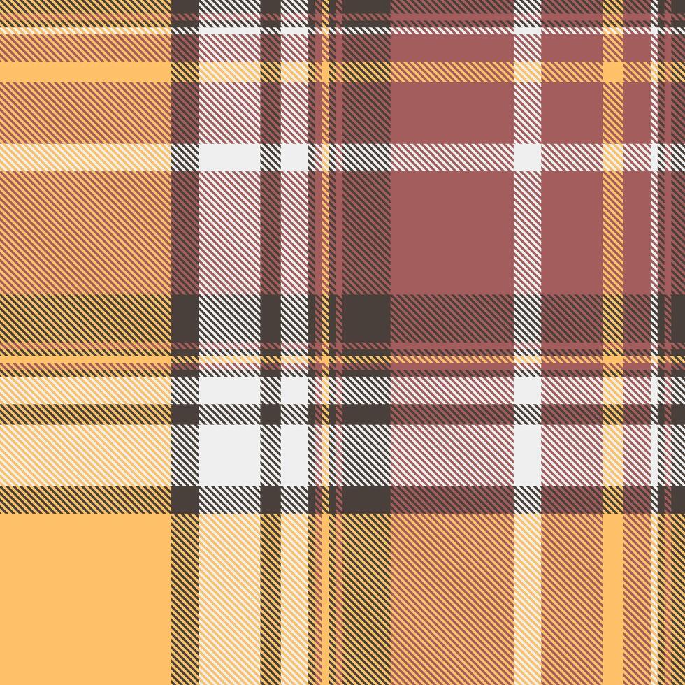 Designer textile seamless, colorful check fabric plaid. African tartan pattern background texture in red and amber colors. vector