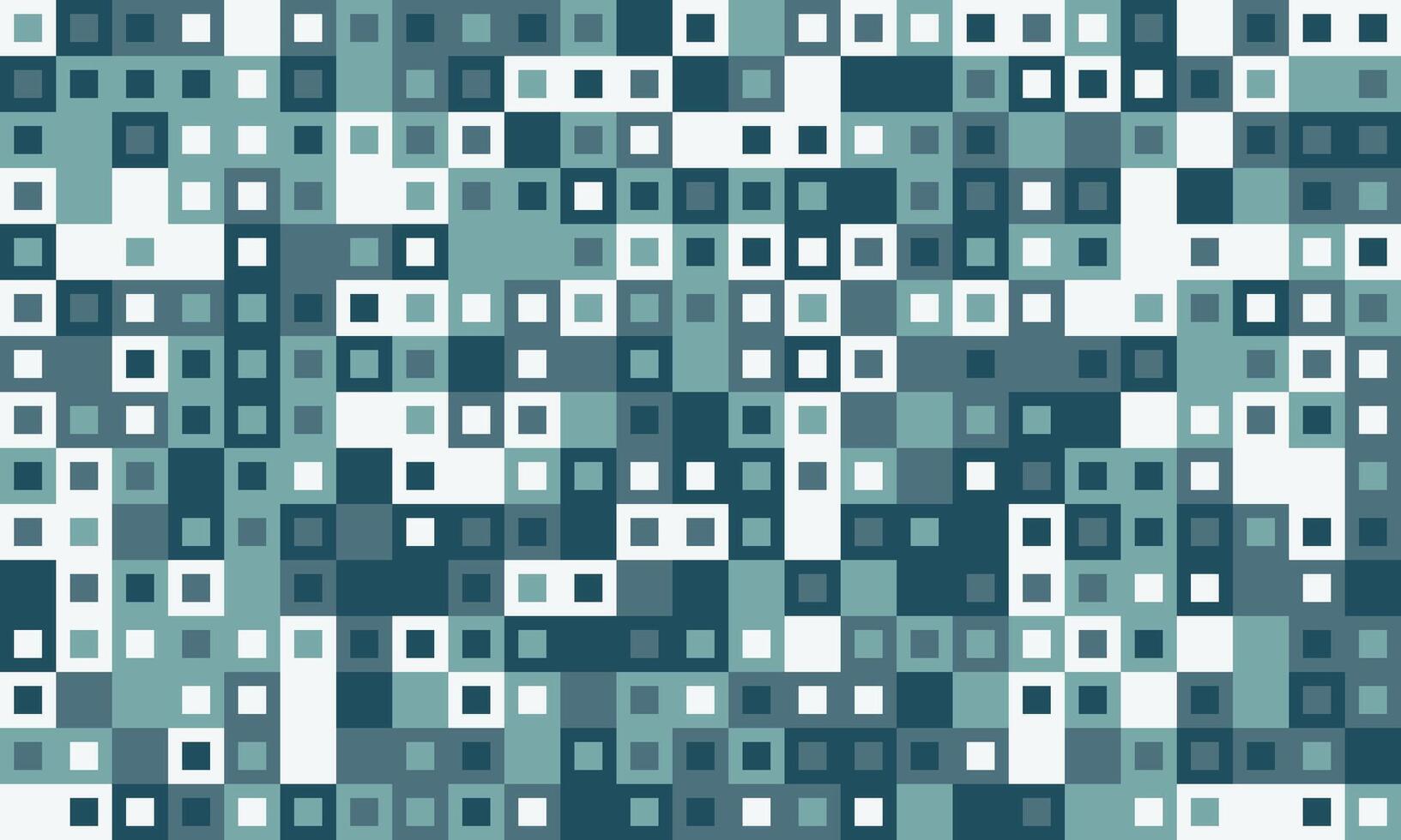 Abstract teal and white square mosaic pattern. Modern geometric design ideal for website backgrounds, digital art, textile prints, and tech presentations. vector