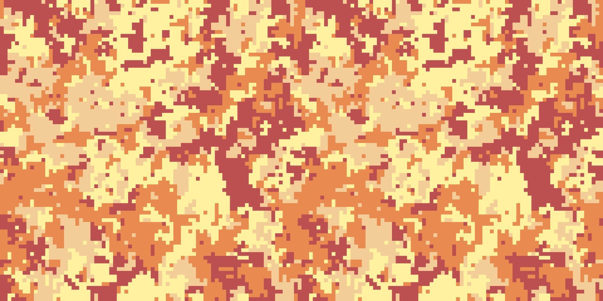 Abstract digital camouflage pattern in warm earth tones. Perfect for backgrounds, textiles, or militarythemed designs. The pixelated texture creates a modern, stylish aesthetic. vector