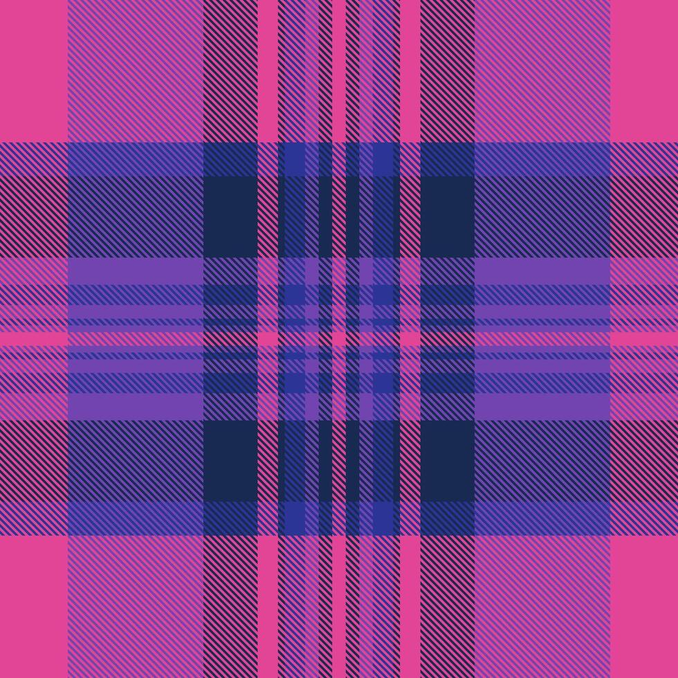 Vibrant pink, purple, and navy plaid pattern. Perfect for textile design, fashion, website backgrounds, or any project needing a bold, stylish texture. vector