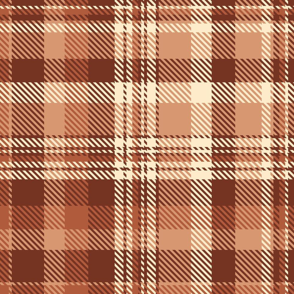 A plaid fabric background with brown and white checkered pattern vector
