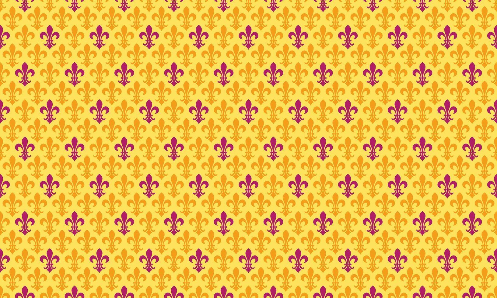 A yellow and purple pattern with a small fleur de lis vector