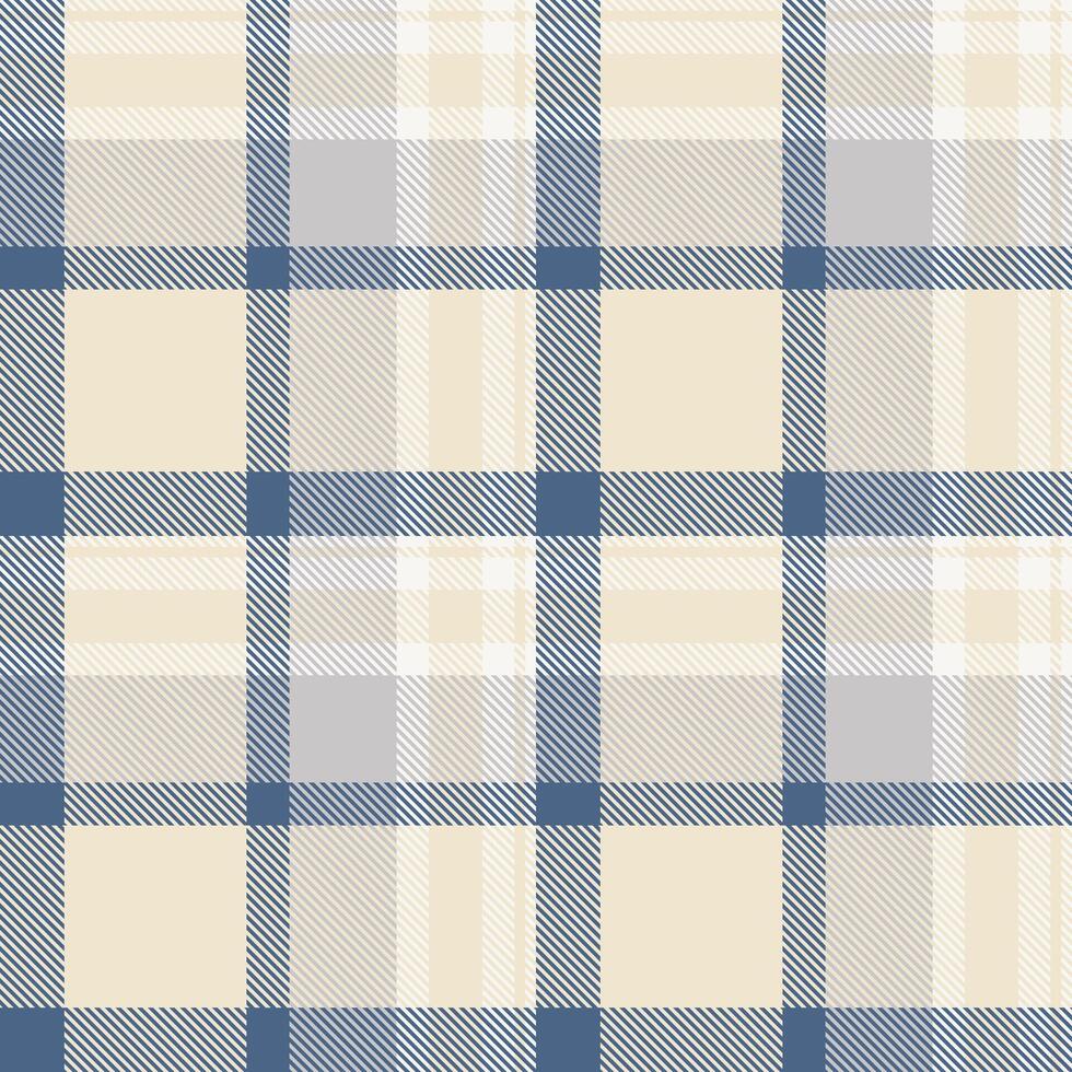 Subtle cream, blue, and gray plaid pattern. Elegant and versatile design ideal for textiles, websites, or packaging. Evokes feelings of calmness and sophistication. vector