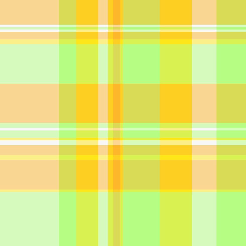 Material background tartan seamless, outfit plaid check textile. Colour pattern fabric texture in lime and yellow colors. vector