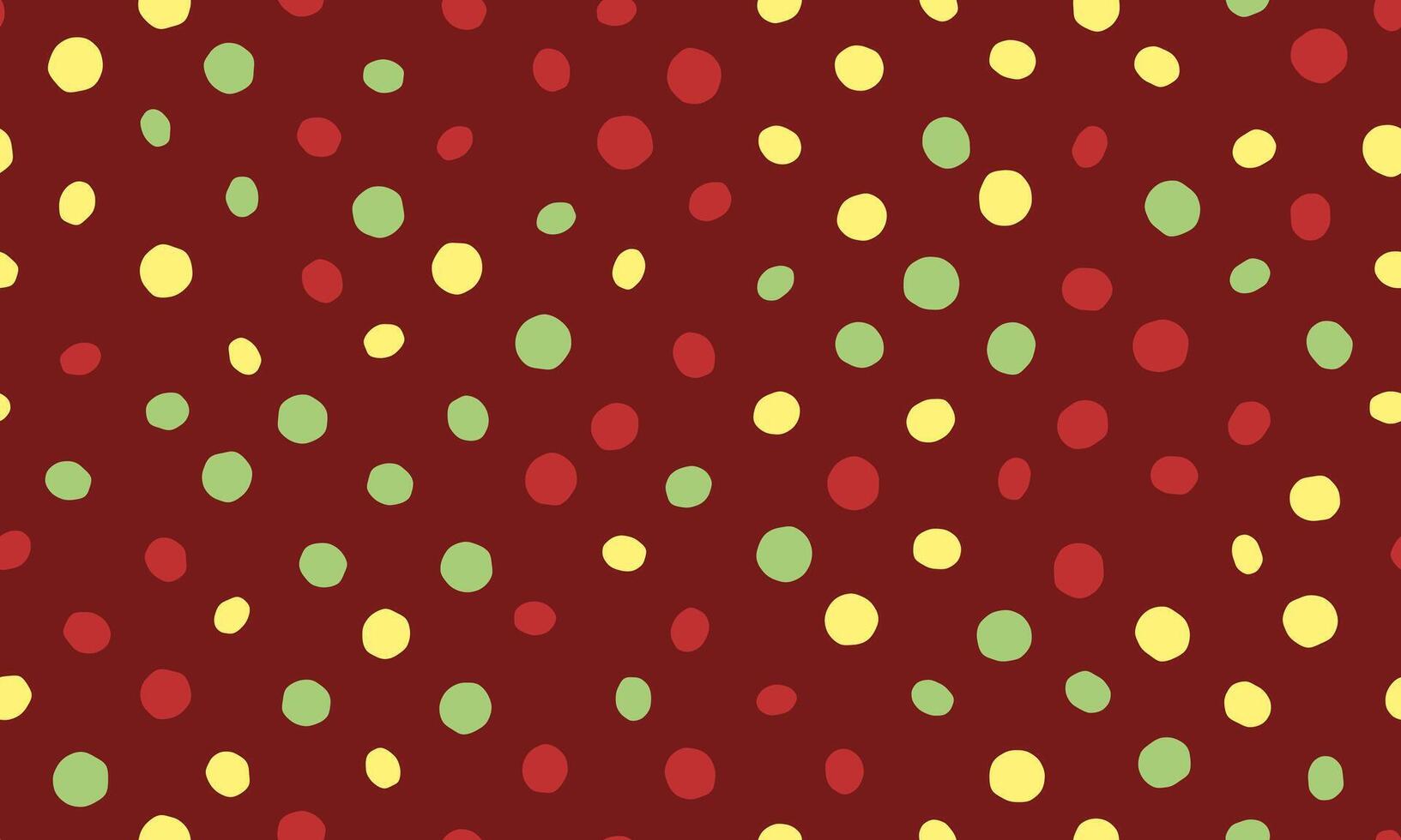 Joyful confetti pattern Red, yellow, and green polka dots on a rich maroon background create a festive, celebratory design perfect for cards, websites, or wrapping paper. vector