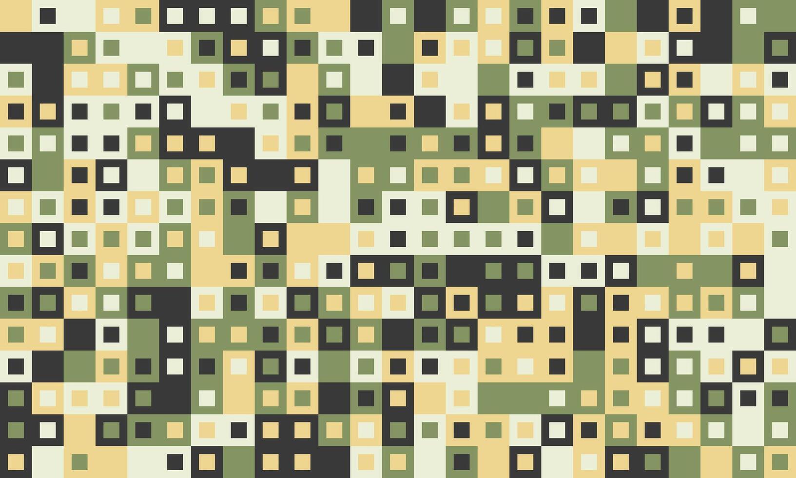 Abstract geometric pattern, a pixelated mosaic of earthy greens, beige, and black squares. Ideal for backgrounds, website design, or modern textile prints. vector