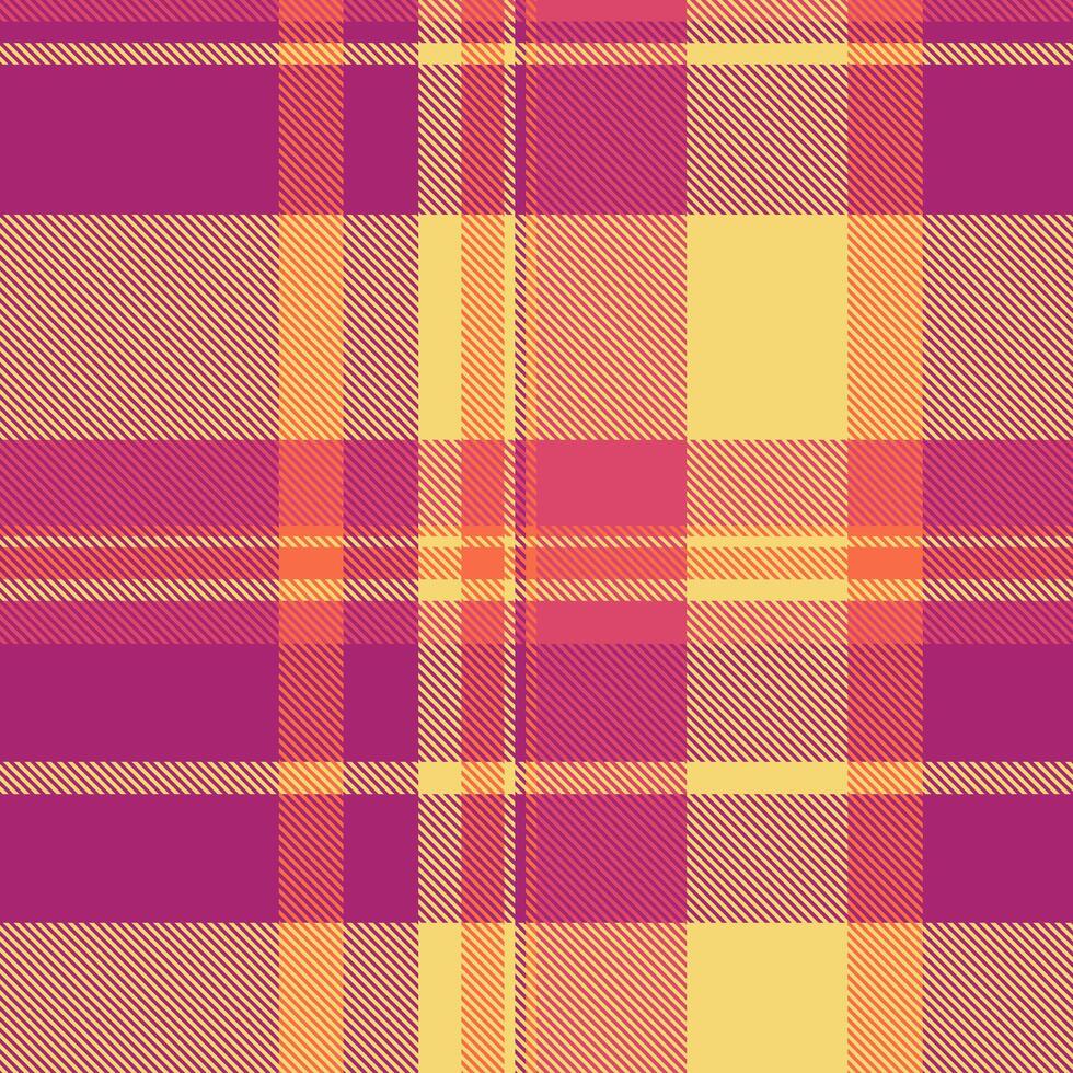 Oktoberfest seamless textile texture, salmon check pattern . Nice background tartan plaid fabric in pink and yellow colors. vector