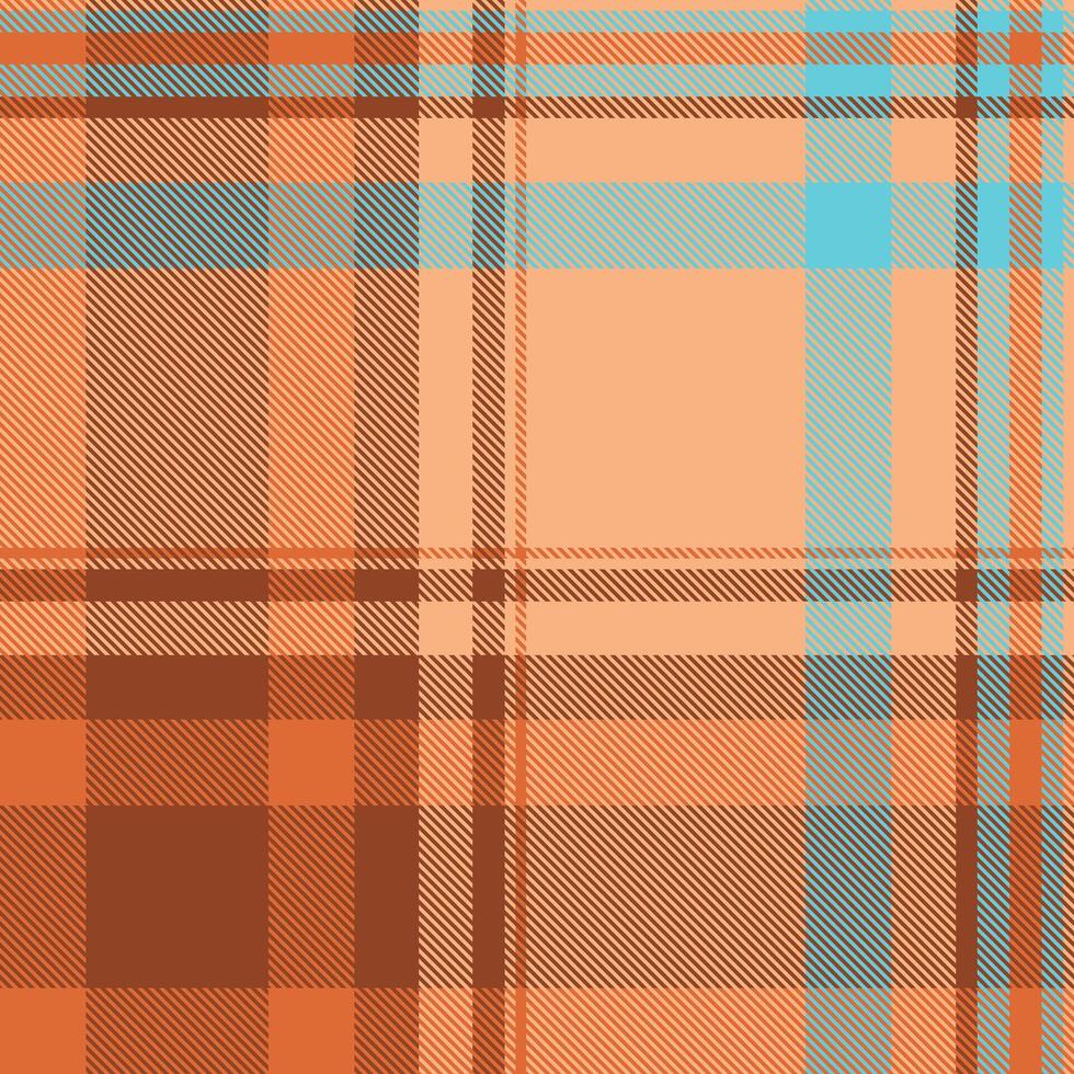 Vibrant autumnal plaid pattern in warm orange, brown, and teal hues. Perfect for textile design, fallthemed projects, or adding a touch of rustic charm to any design. vector