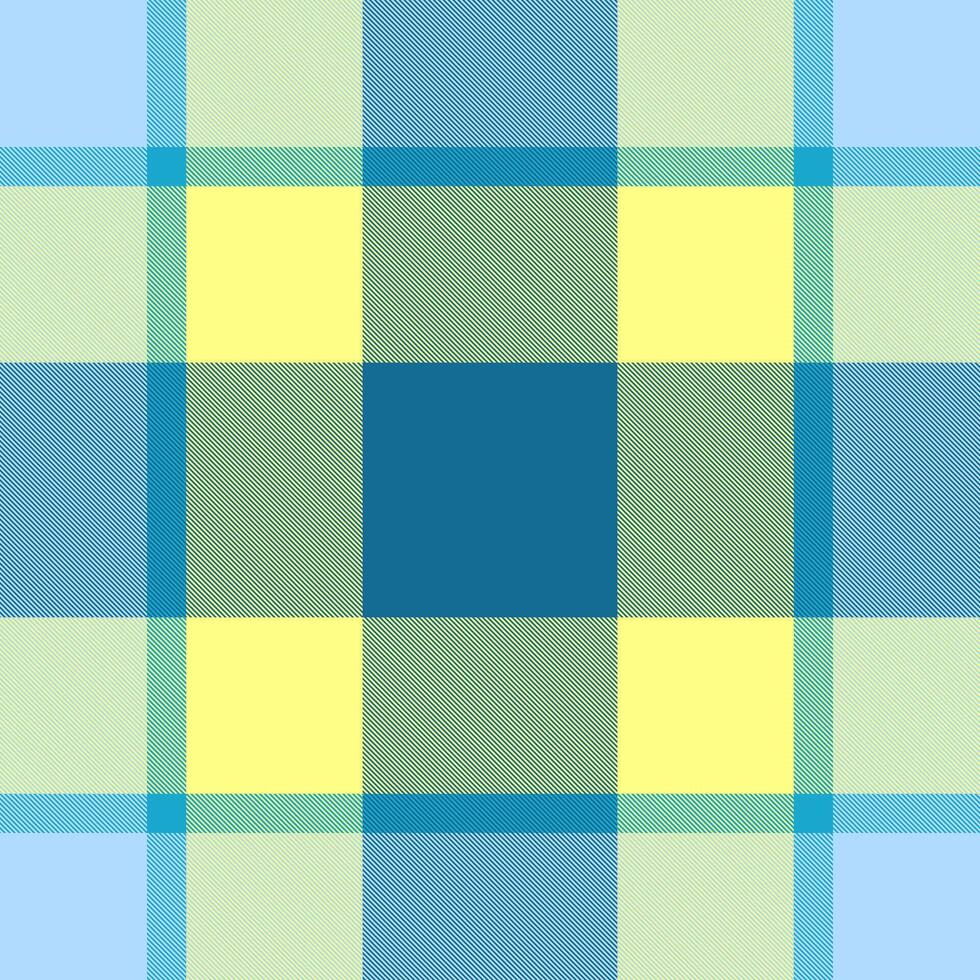 Vibrant pastel plaid pattern in cheerful yellow, teal, and light blue. Perfect for textile design, scrapbooking, website backgrounds, or springsummer themed projects. vector