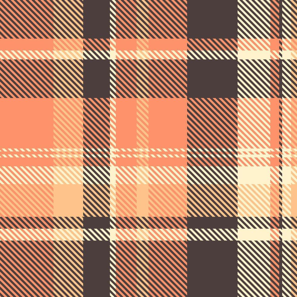 Elegant peach and brown plaid pattern. Perfect for textile design, fashion, or website backgrounds. This seamless texture offers a sophisticated and warm visual appeal. vector