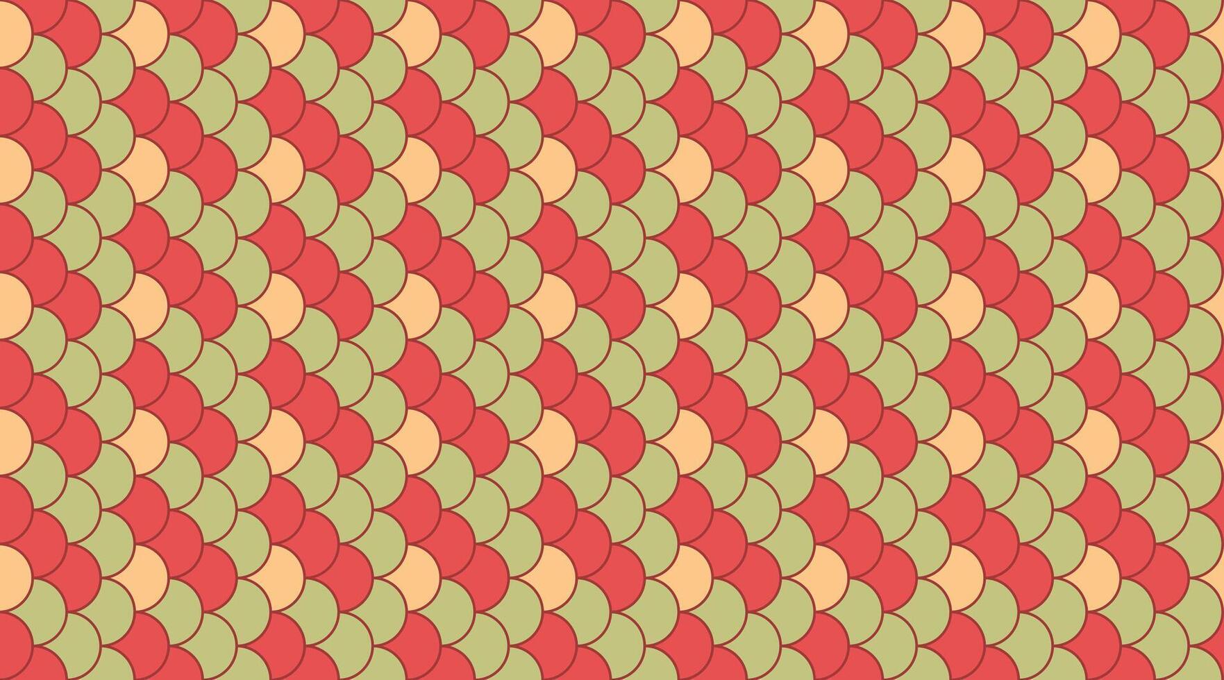 Vibrant abstract geometric pattern featuring overlapping circles in red, peach, and green. Perfect for backgrounds, textiles, and website design. vector