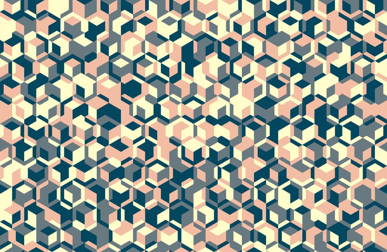 Abstract geometric seamless pattern. Complex interplay of pastel cubes creates a dynamic, modern design ideal for backgrounds, textiles, or website design. vector