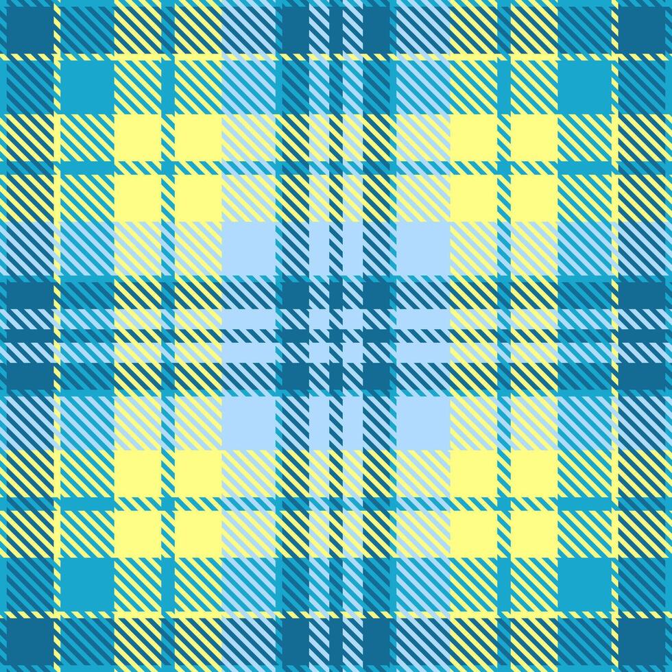 Vibrant pastel plaid pattern in blues and yellows. Perfect for textile design, web backgrounds, or fashion projects. This cheerful, seamless texture evokes feelings of summer and optimism. vector