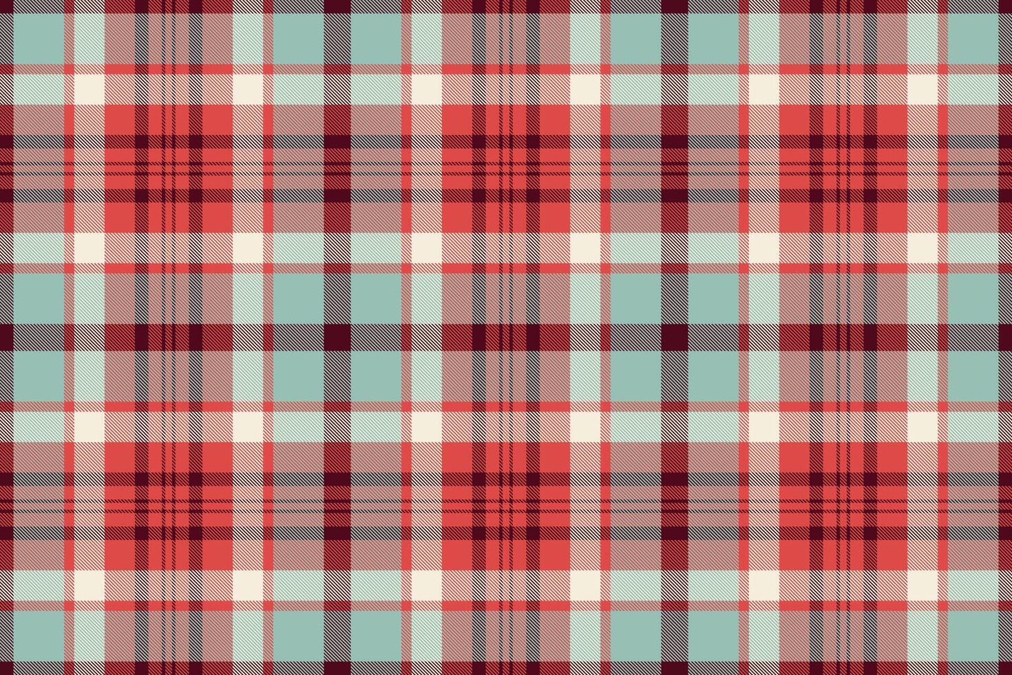 Seamless pastel plaid pattern in coral, teal, and cream. Perfect for textile designs, backgrounds, and website templates. Evokes a feeling of warmth and comfort, ideal for autumn or spring themes. vector