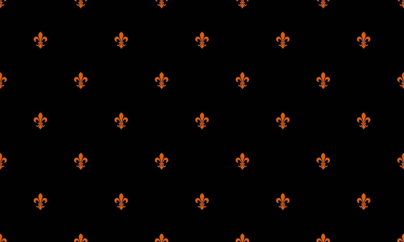 A black and orange pattern with small fleur de lis vector