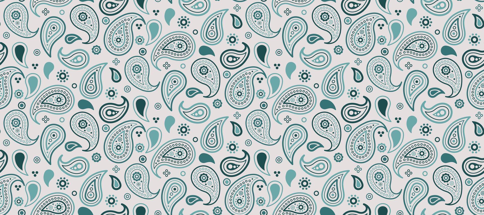A pattern with blue and green paisley designs vector