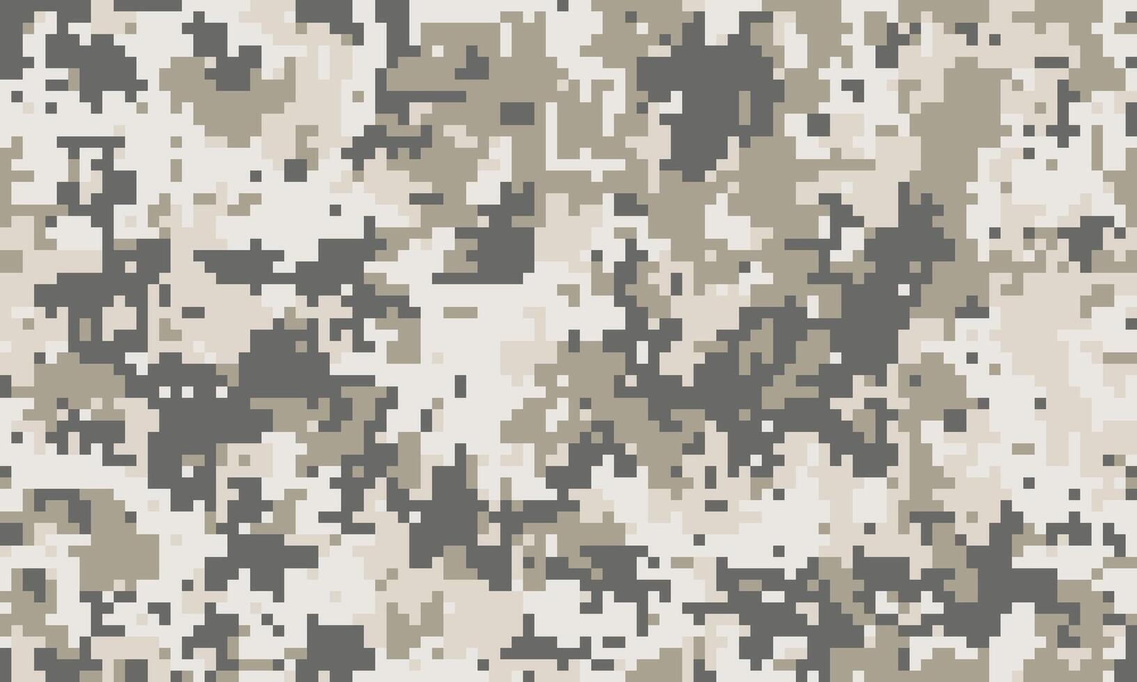 Abstract digital camouflage pattern. Neutral tones blend seamlessly, ideal for backgrounds, textiles, or militarythemed designs. vector