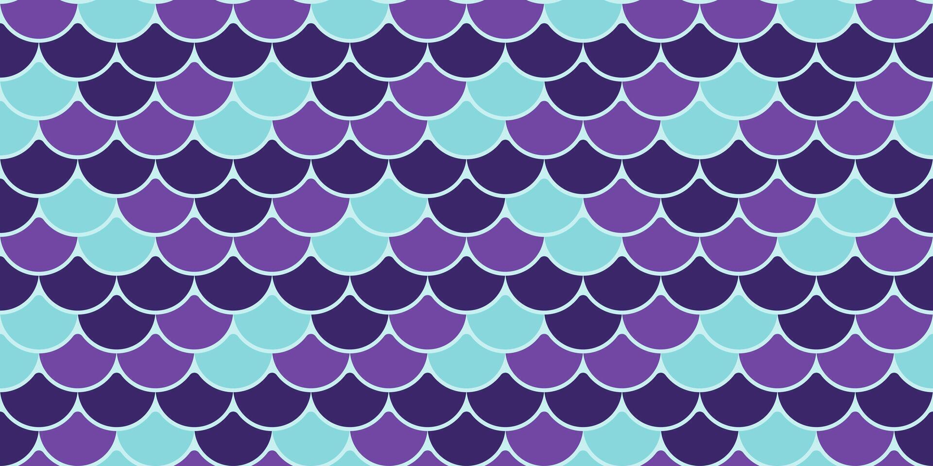 Seamless mermaid scales pattern in vibrant purple and teal. Perfect for textile design, backgrounds, or whimsical branding. vector