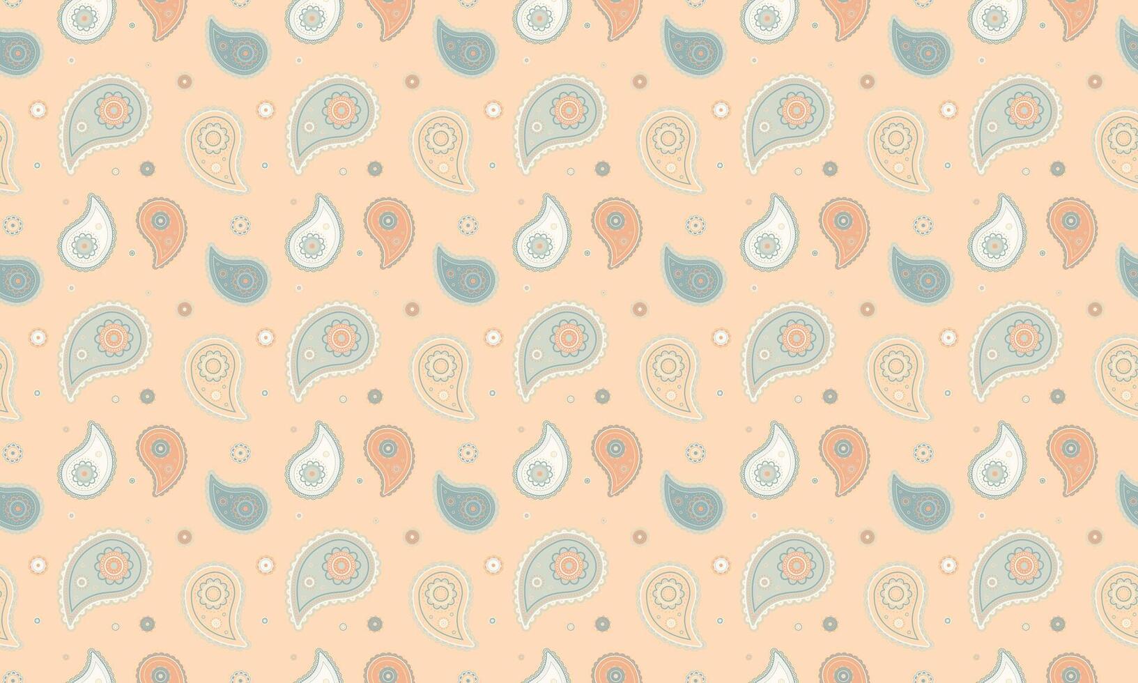A pattern with blue and orange paisley designs vector