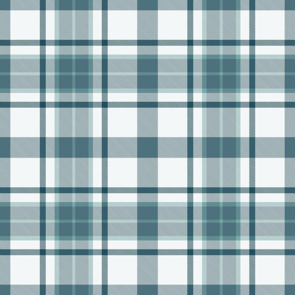 Multi plaid check textile, ornate tartan pattern . Jacket background fabric texture seamless in cyan and white colors. vector