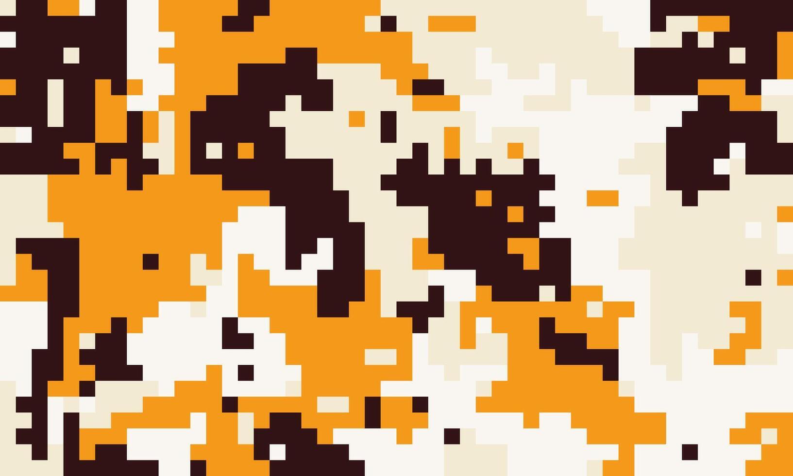 Abstract pixel art background. Dynamic orange, brown, and cream color blocks create a visually striking, textured pattern. Ideal for websites, digital art, and modern design projects. vector