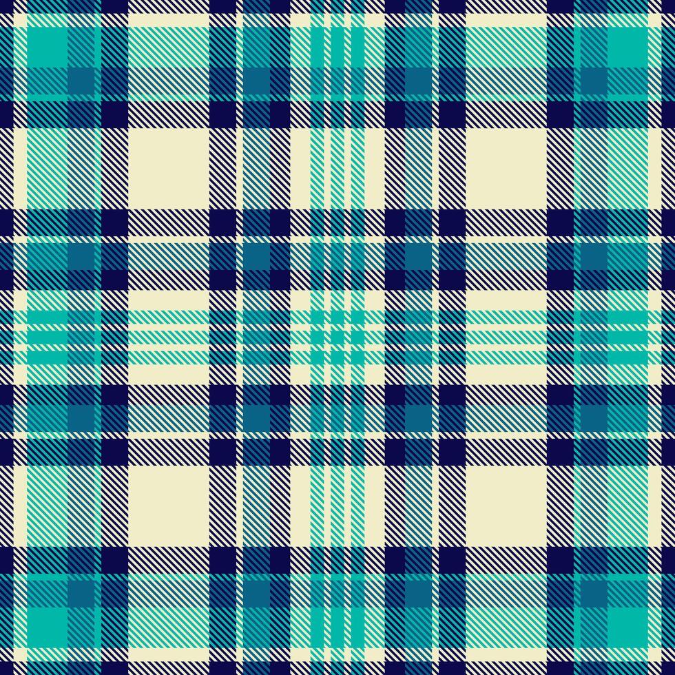 Vibrant teal and navy plaid pattern on a creamy background. Perfect for textile designs, apparel, website backgrounds, or scrapbooking. vector