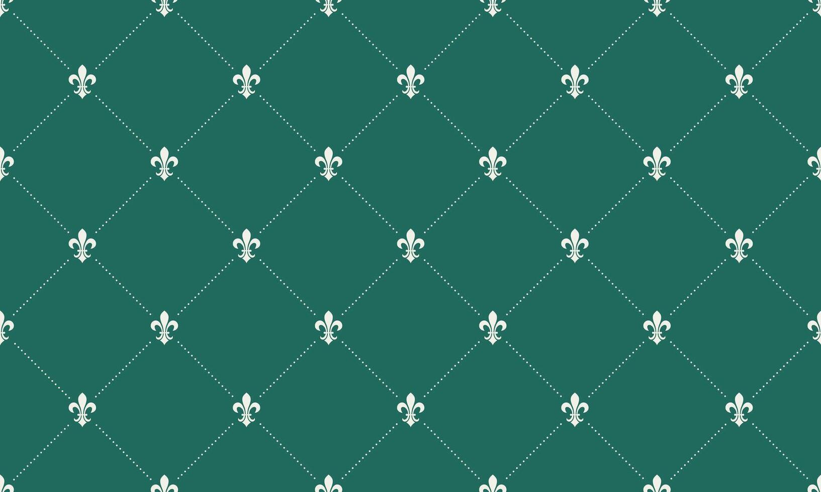 A green and white pattern with fleur de lys vector