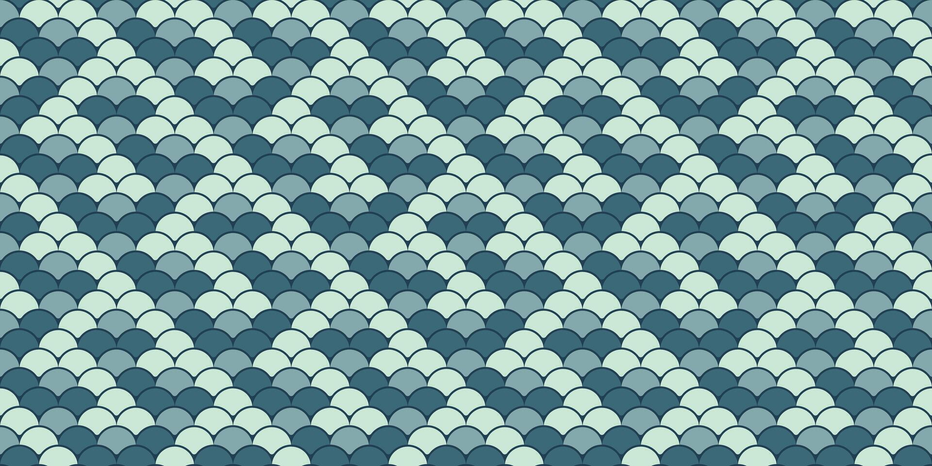 Serene teal and aqua scales pattern. Elegant, repeating geometric design ideal for backgrounds, textiles, or website design. Evokes calmness, nature, and sophistication. vector