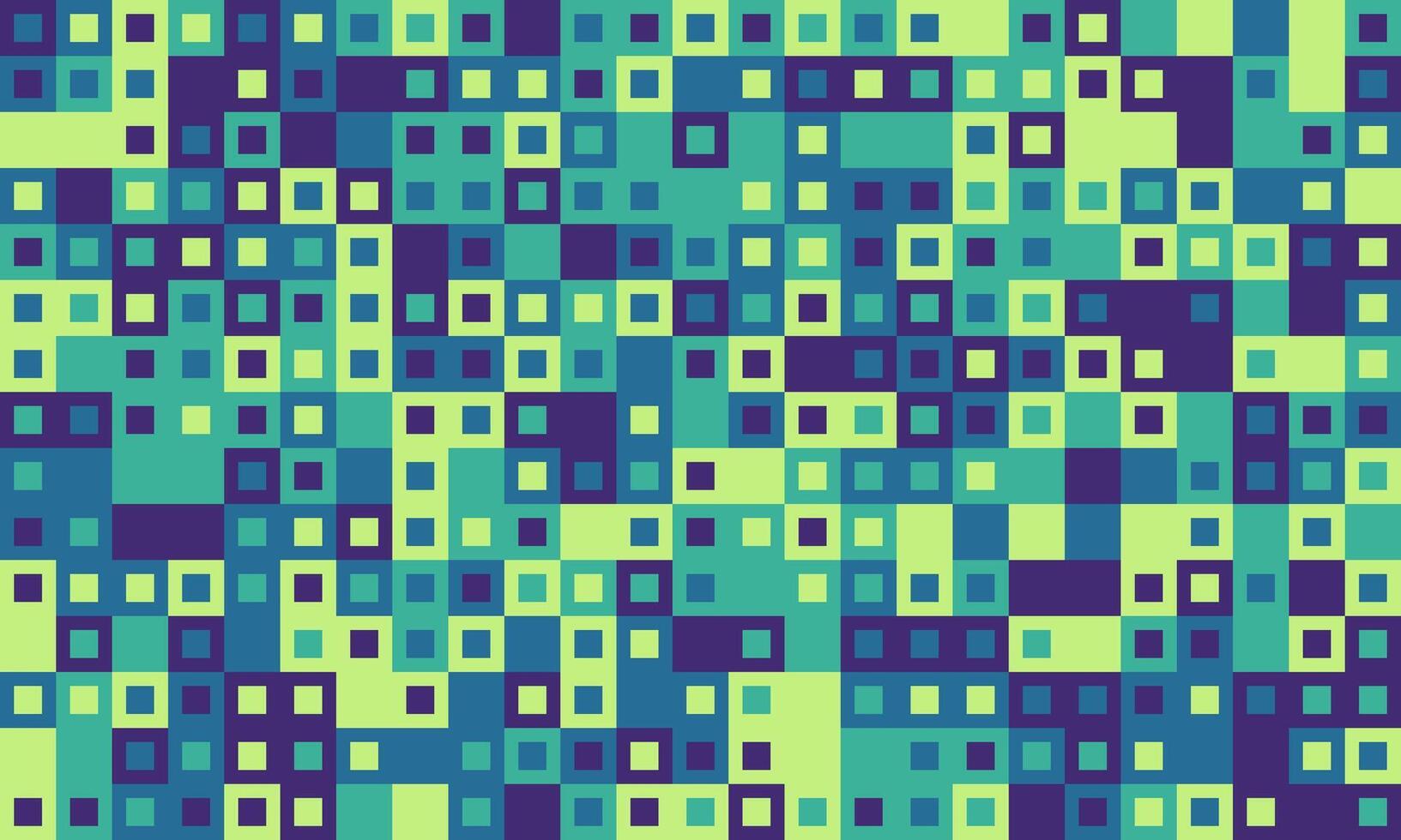 Abstract pixel art background. Vibrant teal, green, and purple squares create a dynamic, textured pattern perfect for websites, presentations, or digital art projects. vector