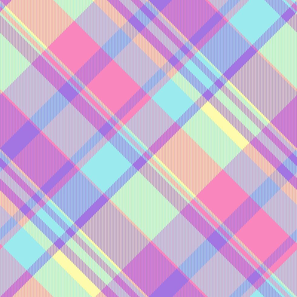 Suite pattern texture, room tartan textile background. Royalty check fabric plaid seamless in pink and cyan colors. vector
