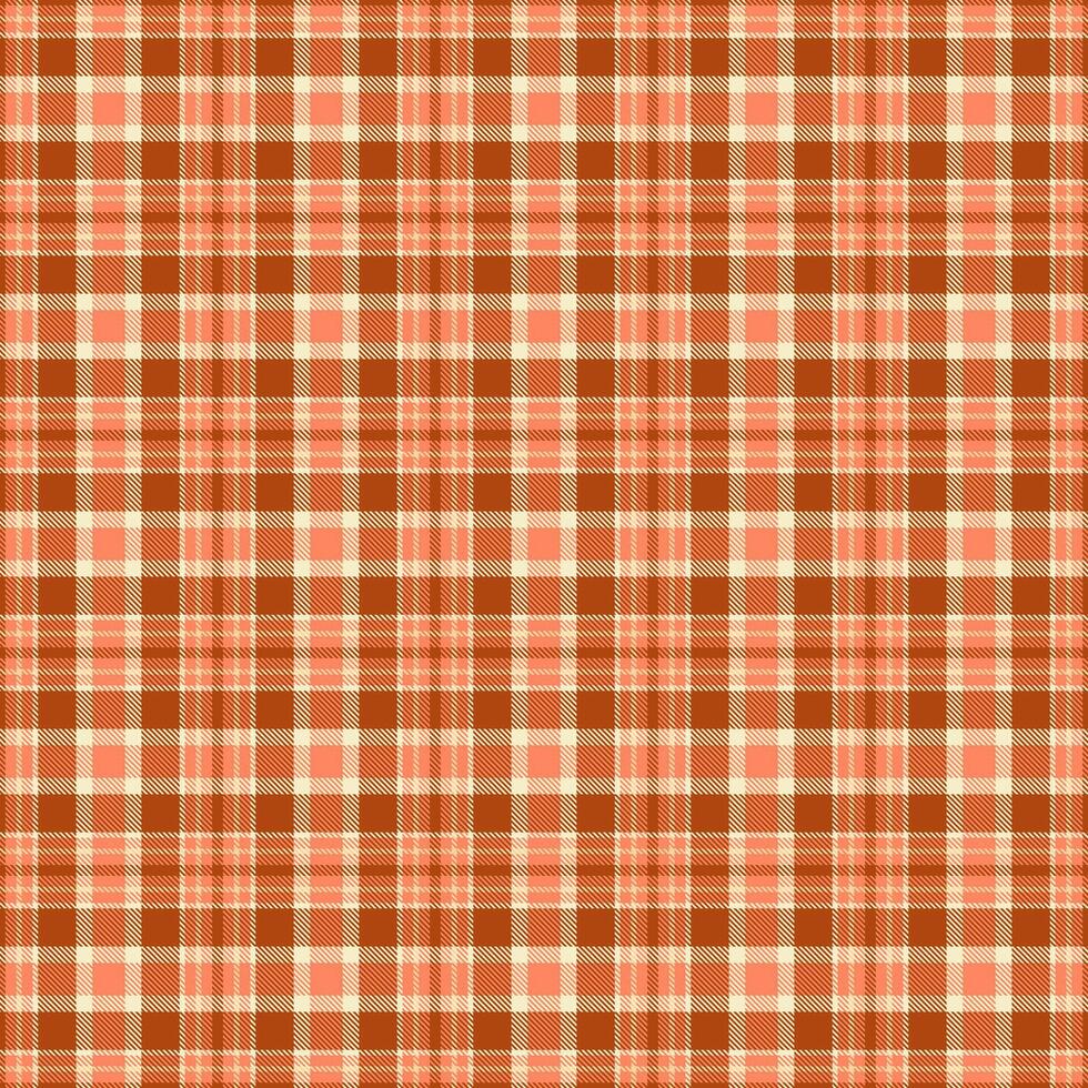 Paisley tartan background texture, room plaid check. Sheet textile seamless pattern fabric in orange and red colors. vector