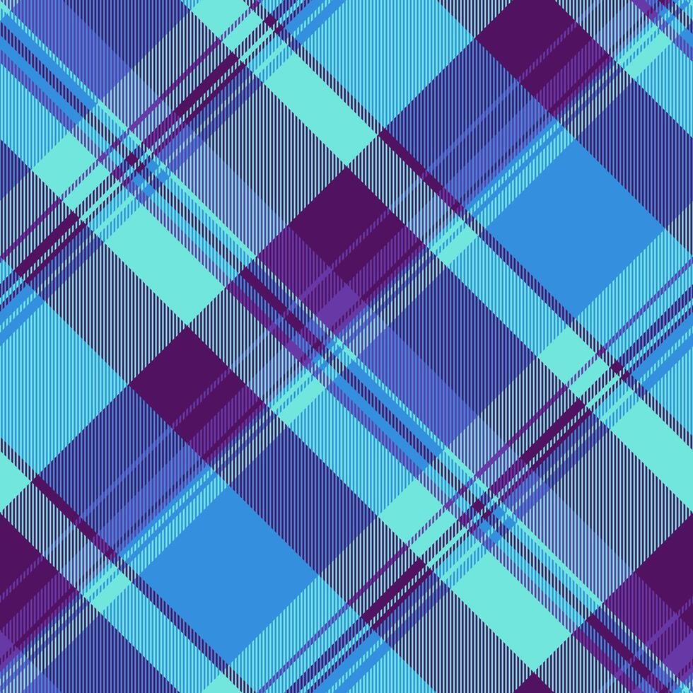 Vibrant diagonal plaid pattern in shades of blue, purple, and teal. Perfect for textile design, website backgrounds, or fashionrelated projects. vector