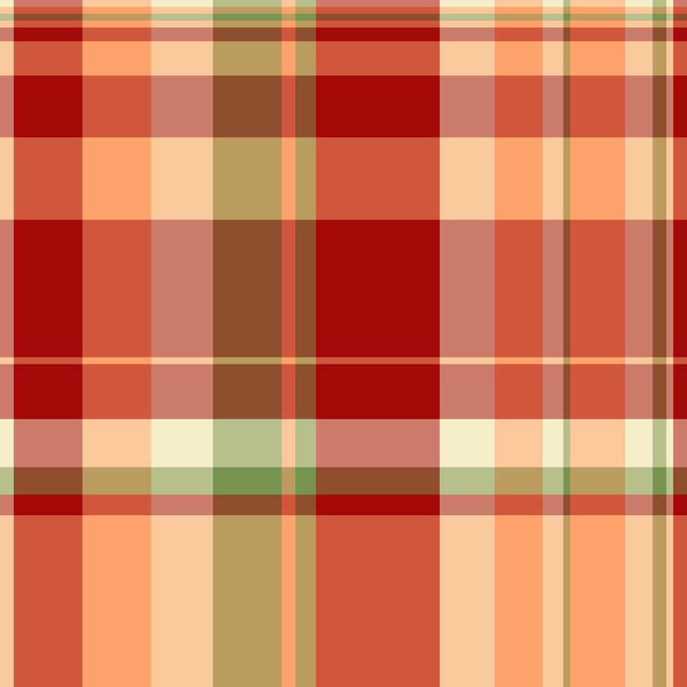 Stripe background plaid, satin seamless textile pattern. Premium fabric texture check tartan in red and orange colors. vector