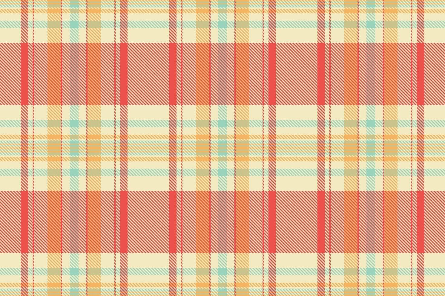 Vibrant pastel plaid pattern in peach, cream, and mint. Perfect for textile design, website backgrounds, or stationery. This cheerful, seamless texture evokes feelings of warmth and summer. vector