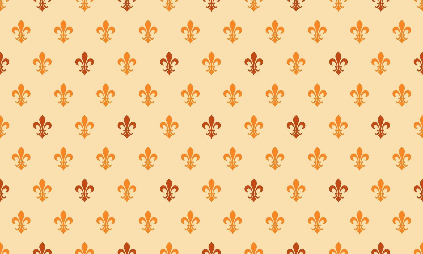 A pattern with orange and brown fleur de lis vector